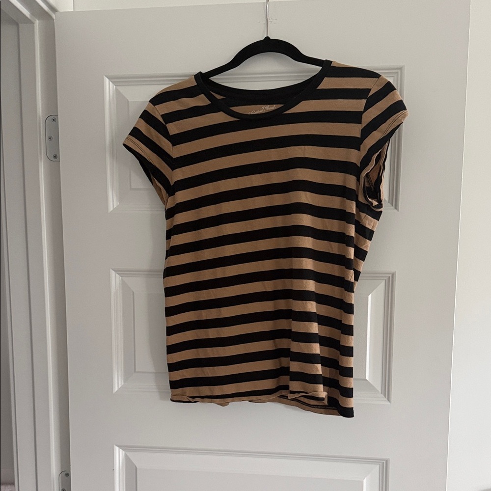 Universal Thread Black and Tan Striped Tee